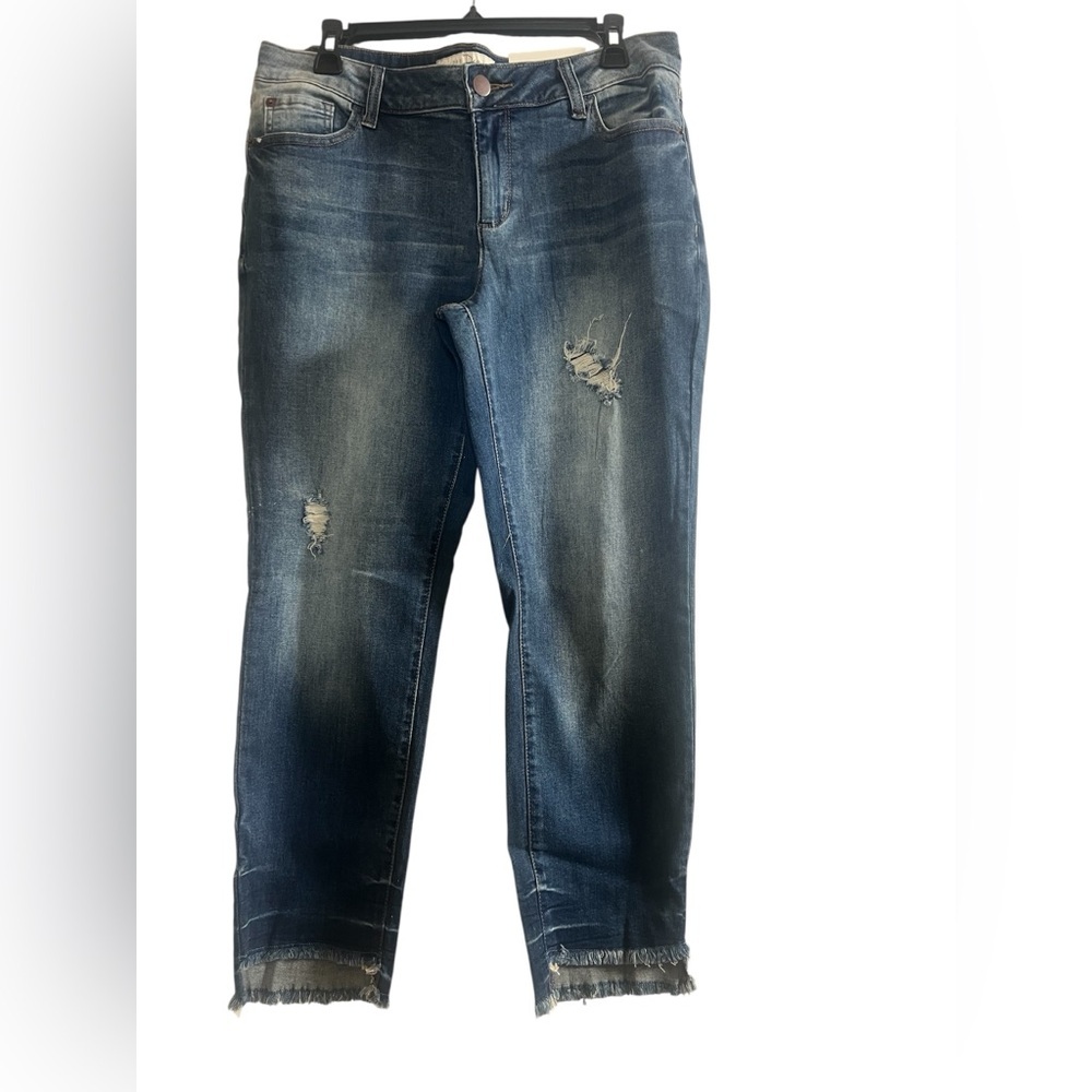 Cato Medium Blue Distressed Ankle Crop Jeans